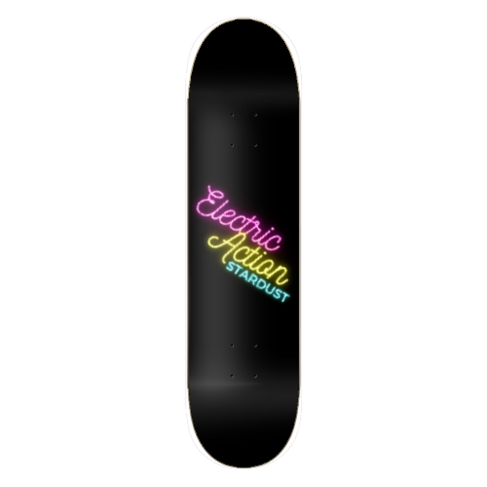 Electric Action Stardust neon logo deck