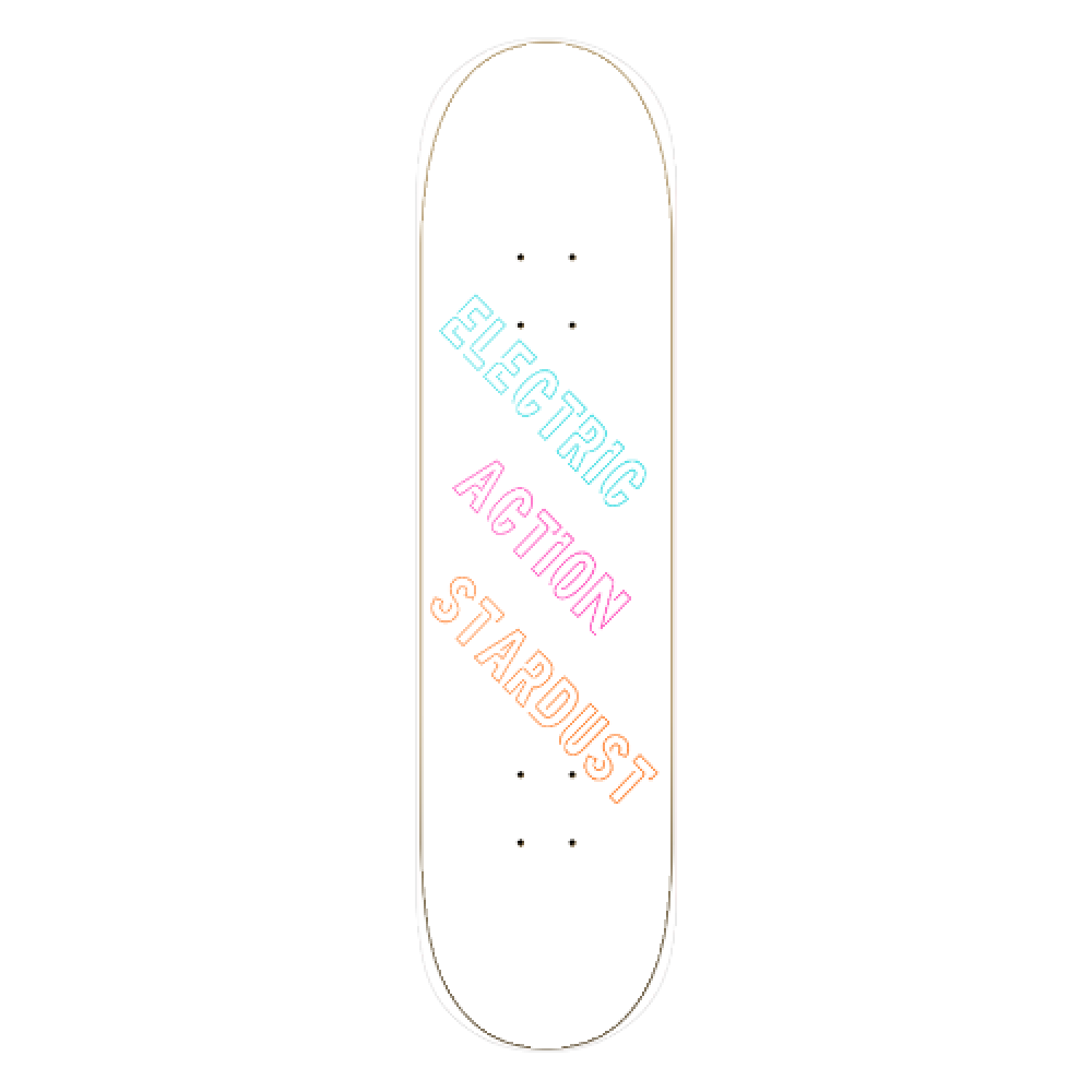 Electric Action Stardust neon stencil logo deck white