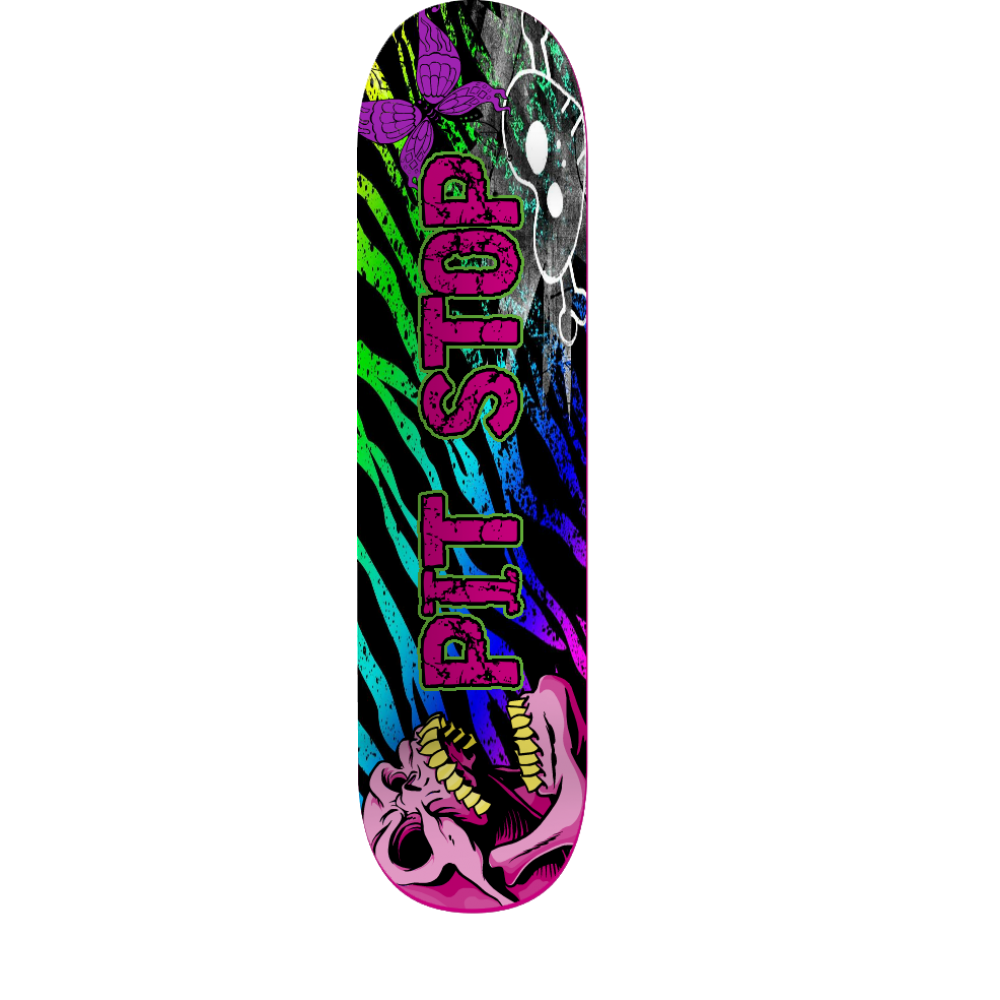 pit stop  zebra print pink skull deck