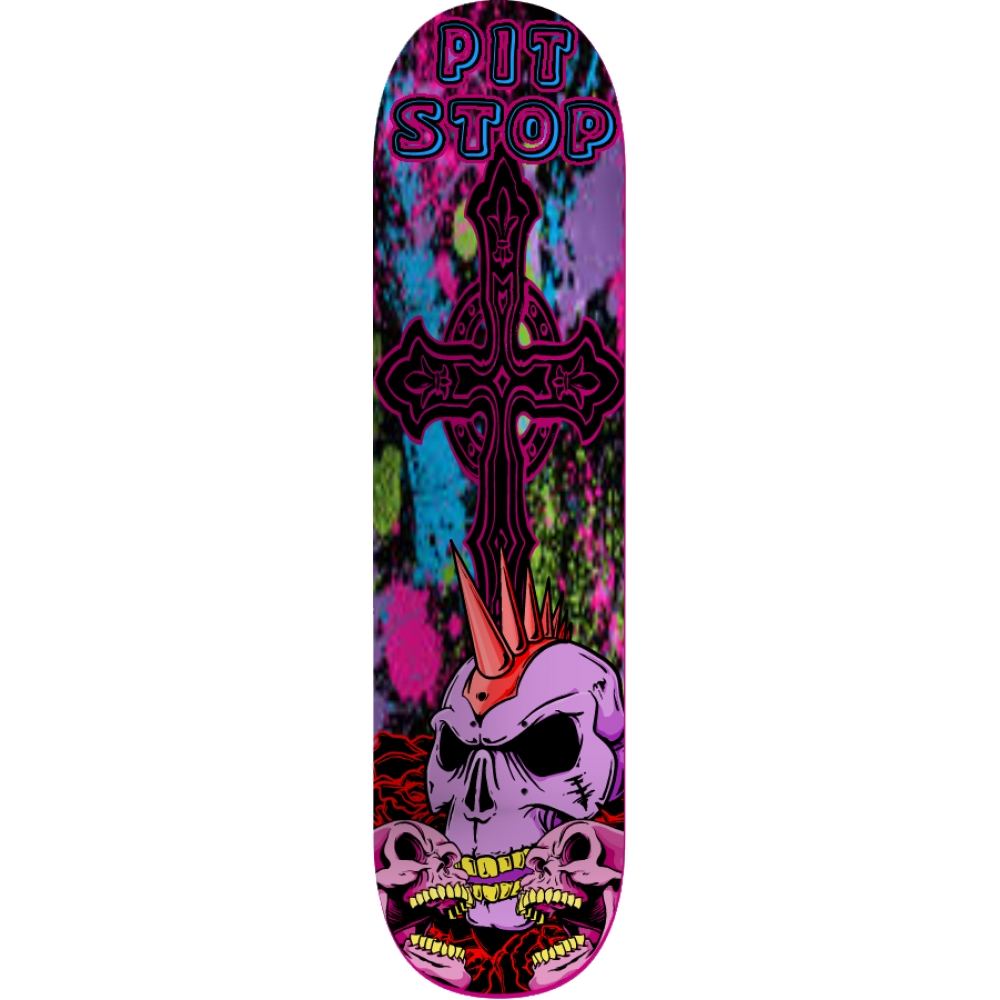 pit stop pink girly deck skull and cross